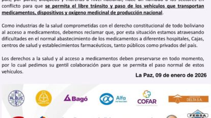 Industria farmacéutica exige libre tránsito para medicamentos