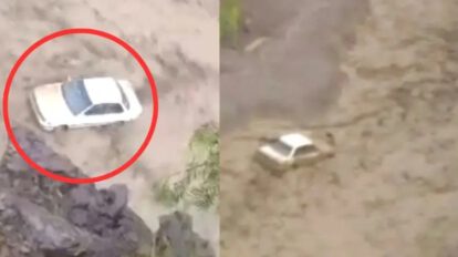 Desborde de lodo en Potosí sorprende a conductor