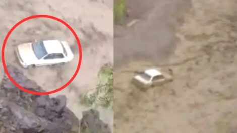 Desborde de lodo en Potosí sorprende a conductor