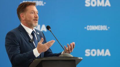 El presidente de la Conmebol durante su intervención