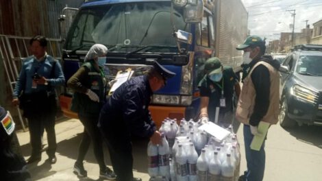 Decomiso de bebidas alcohólicas en Oruro
