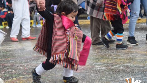 Niño disfrazado de phujllay en el Corso Infantil