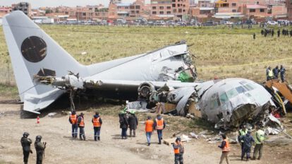 Avión Hércules C-130 siniestrado en la ciudad de El Alto