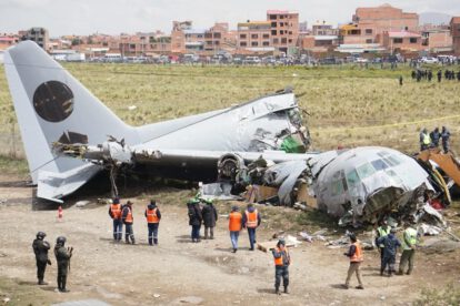 Avión Hércules C-130 siniestrado en la ciudad de El Alto