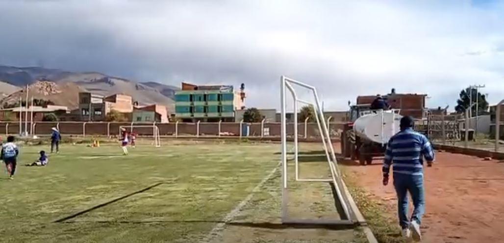 Estadio Hugo Palenque, Mantenimiento del Césped del Estadio de Challapata, Problemas de Riego del Estadio