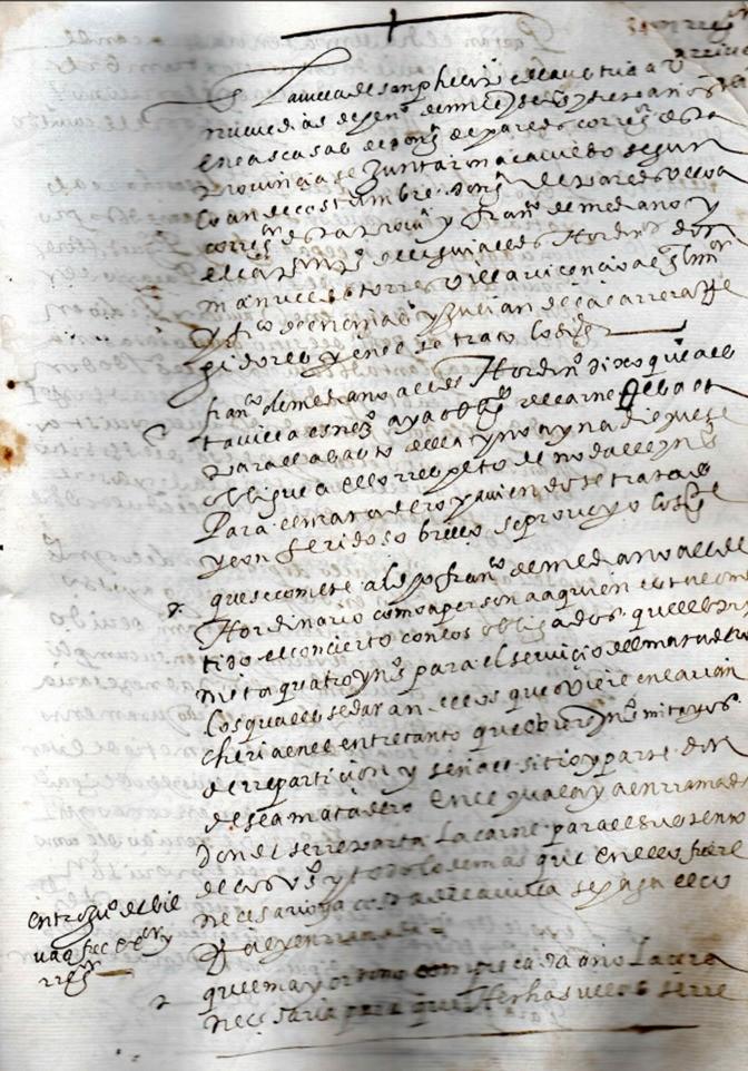 documento del cabildo de Oruro de 1607