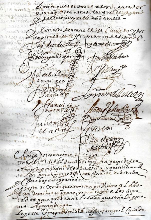 documento del cabildo de Oruro de 1607