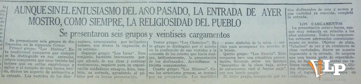 Publicación de La Patria sobre el carnaval