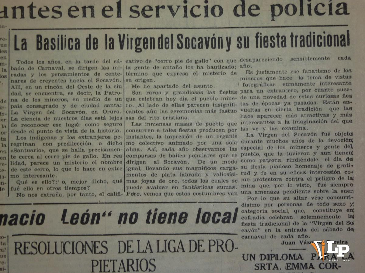 Publicación de La Patria sobre el carnaval