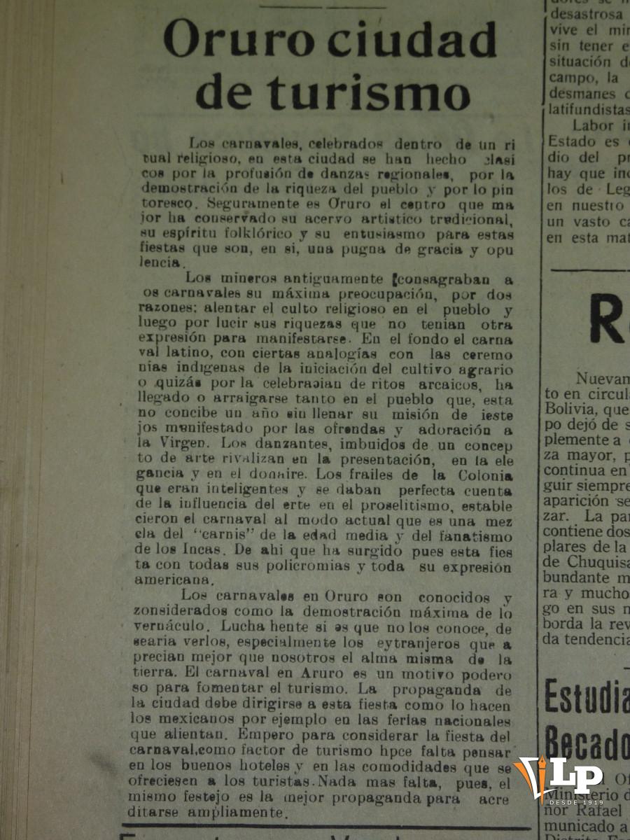 Publicación de La Patria sobre el carnaval