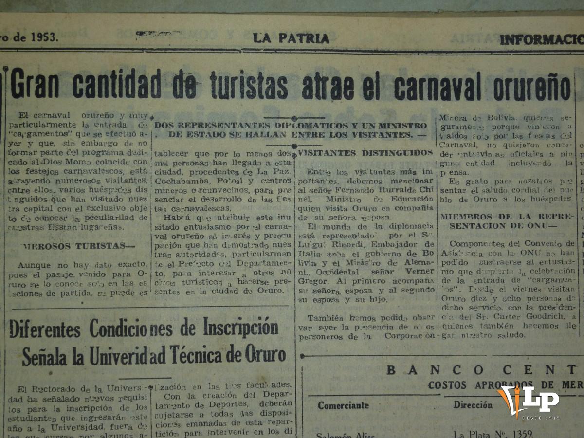Publicación de La Patria sobre el carnaval