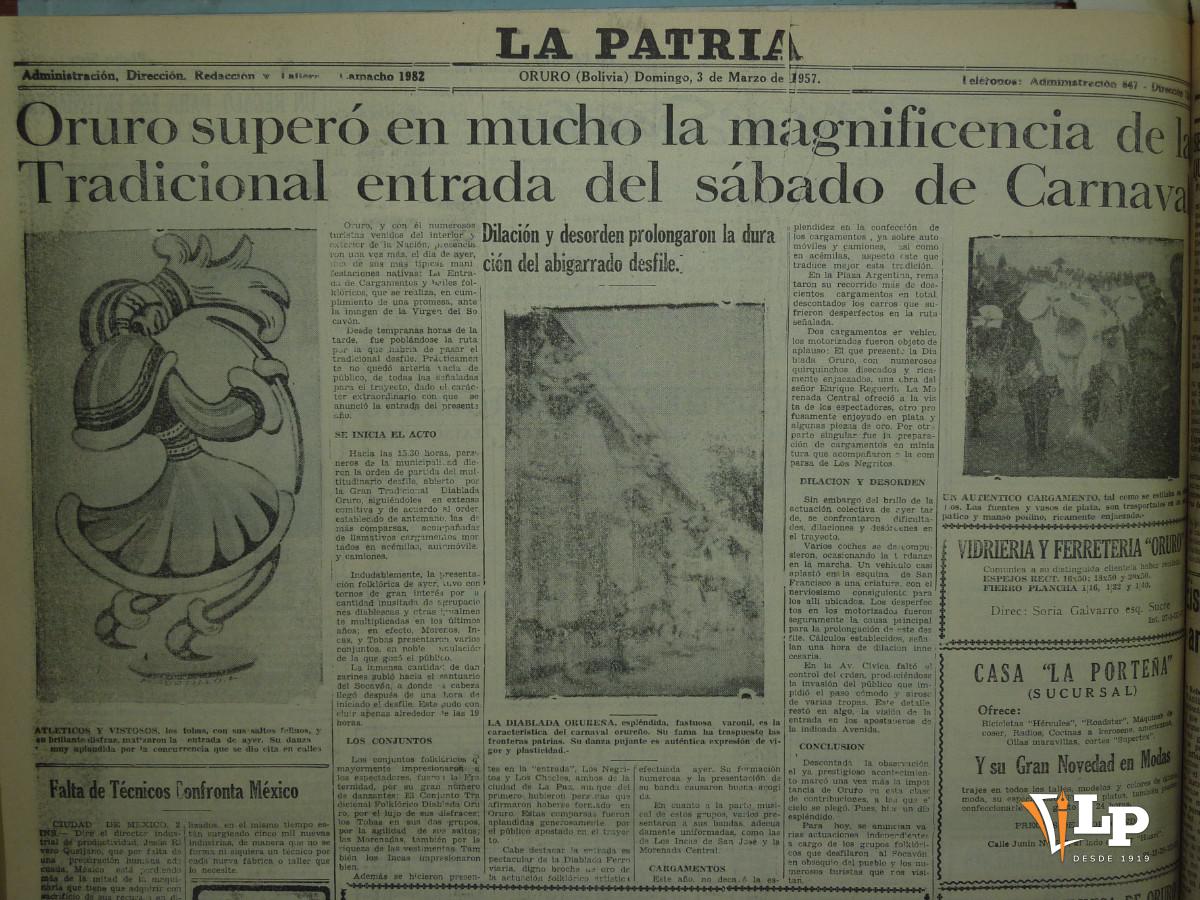 Publicación de La Patria sobre el carnaval