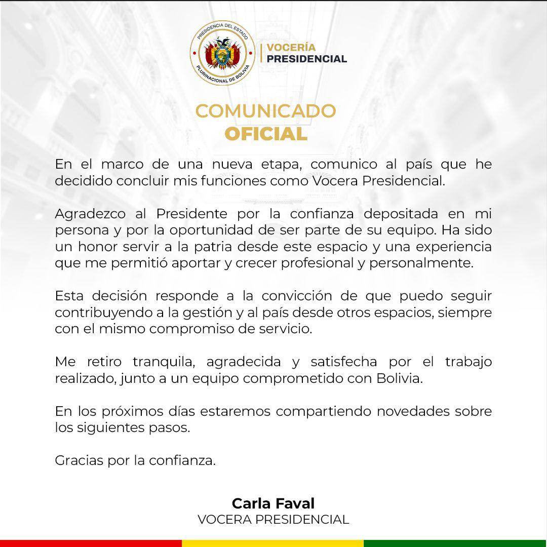 Carla Faval deja la Vocería Presidencial después de 116 días en el cargo.