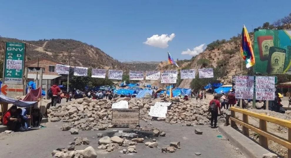Un bloqueo en una carretera de Bolivia