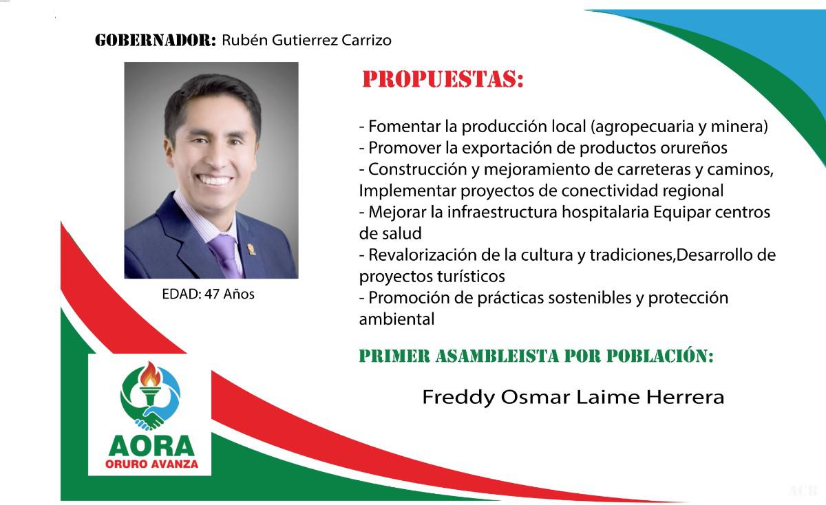 candidato a la Gobernación de Oruro