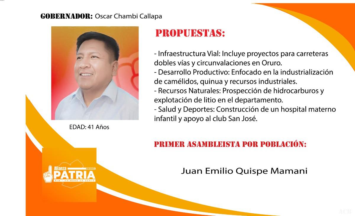 candidato a la Gobernación de Oruro
