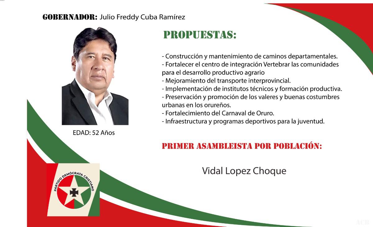 candidato a la Gobernación de Oruro