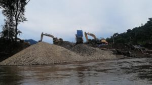 Máquinas escarban la tierra en las orillas de los ríos para extraer oro.