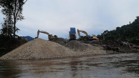 Máquinas escarban la tierra en las orillas de los ríos para extraer oro.