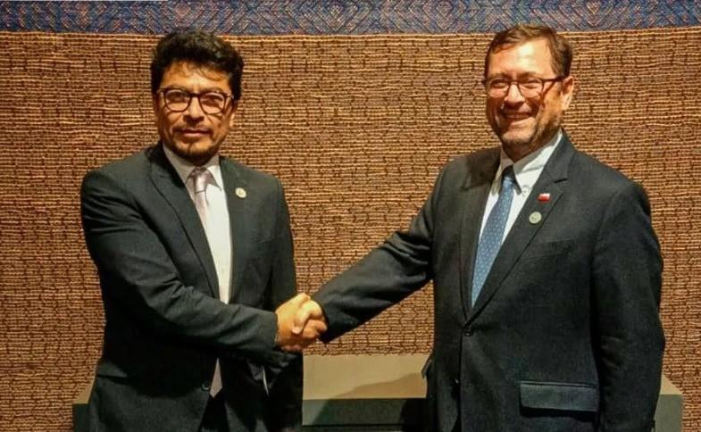 Los cancilleres Fernando Aramayo (Bolivia) y Francisco Pérez Mackenna (Chile)