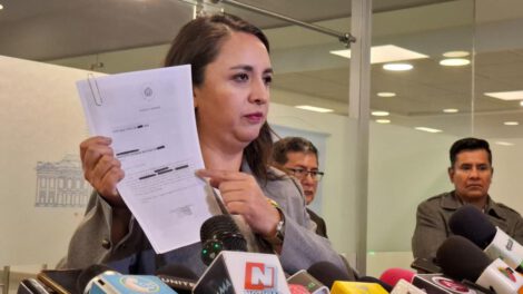 La diputada Cecilia Vargas en conferencia de prensa