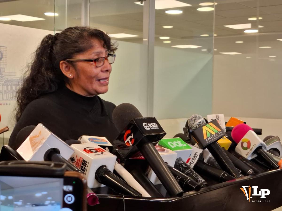 La senadora Judith Rosario en conferencia de prensa