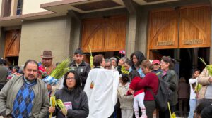 Fieles con su palmas