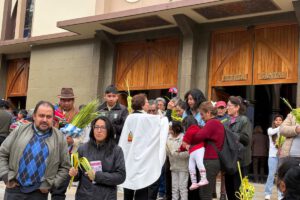 Fieles con su palmas