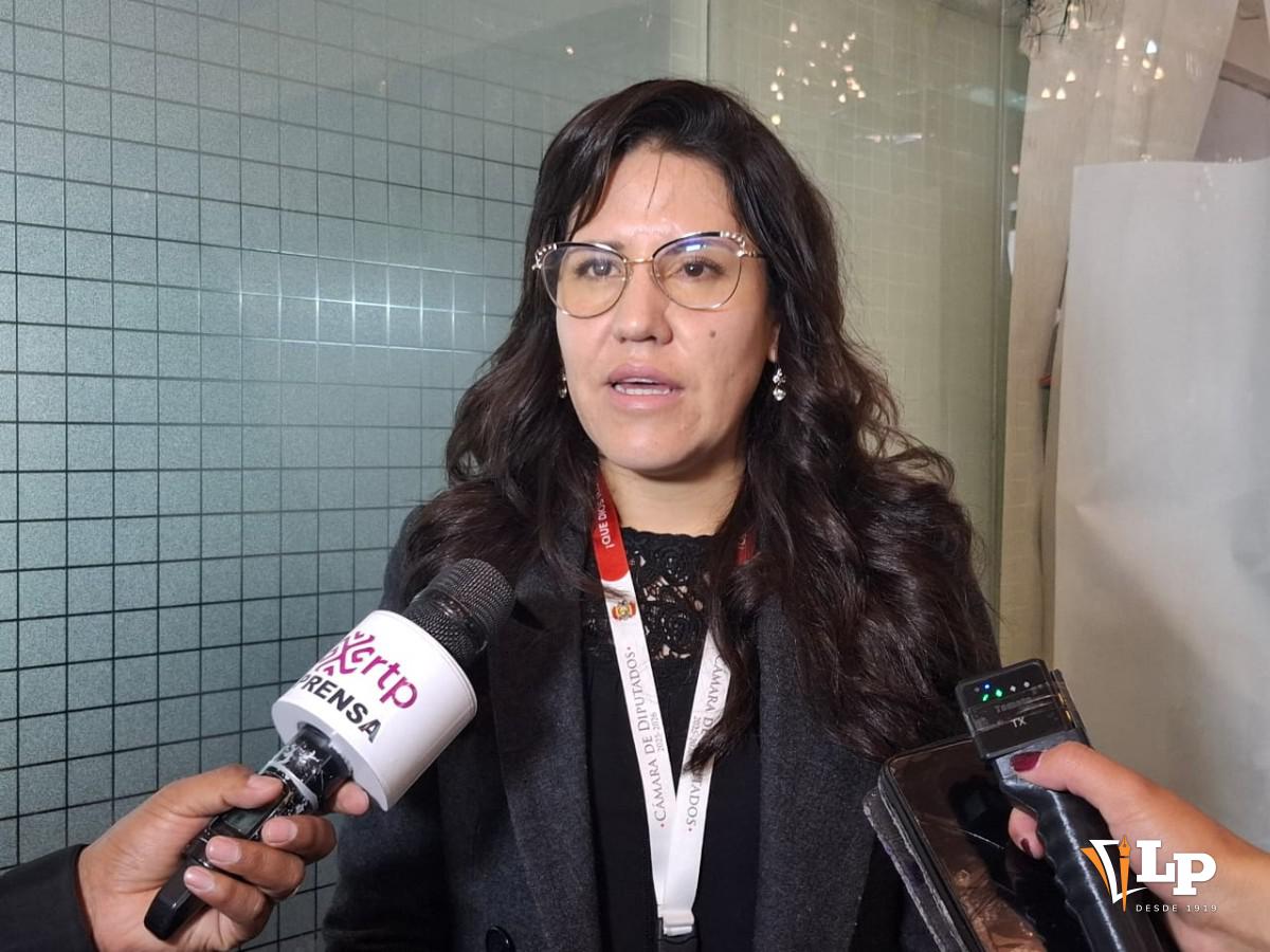 La diputada Maria Renee Peñaloza en conferencia de prensa