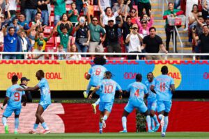 Festejo de los jugadores de la selección de República del Congo tras lograr la clasificación