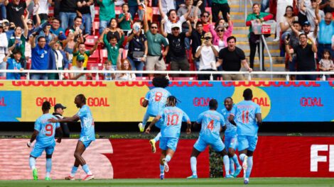 Festejo de los jugadores de la selección de República del Congo tras lograr la clasificación