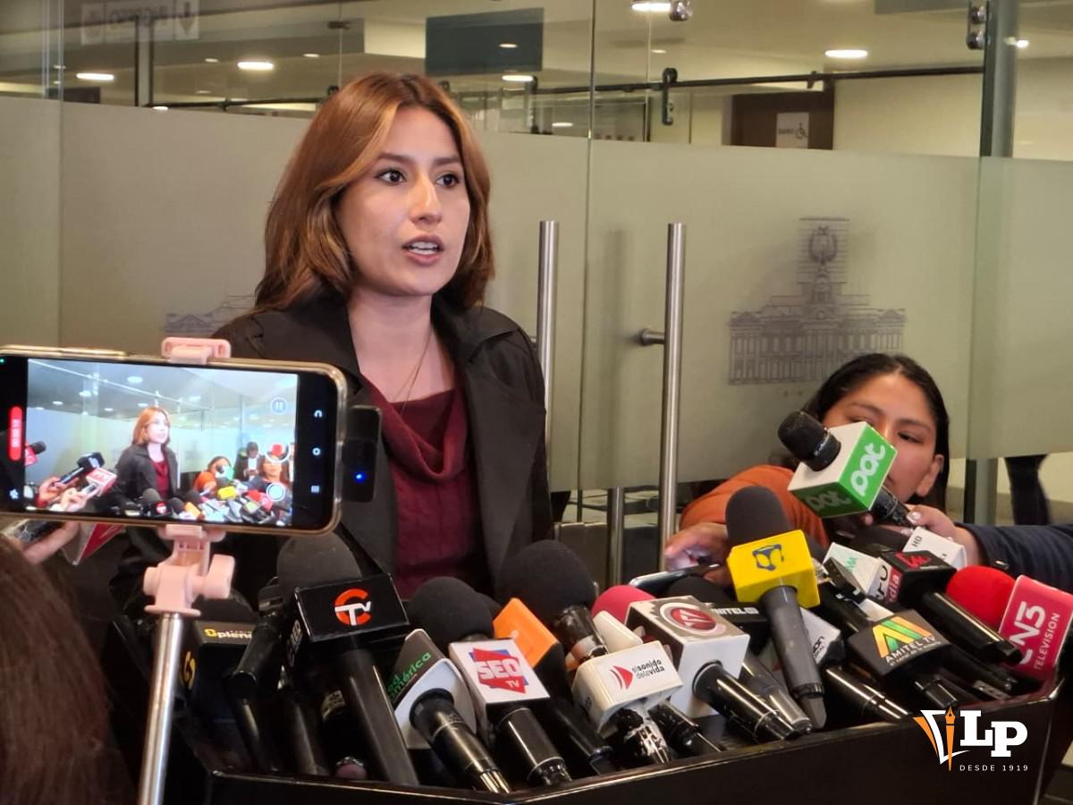 La diputada Sofía Rocha en conferencia de prensa