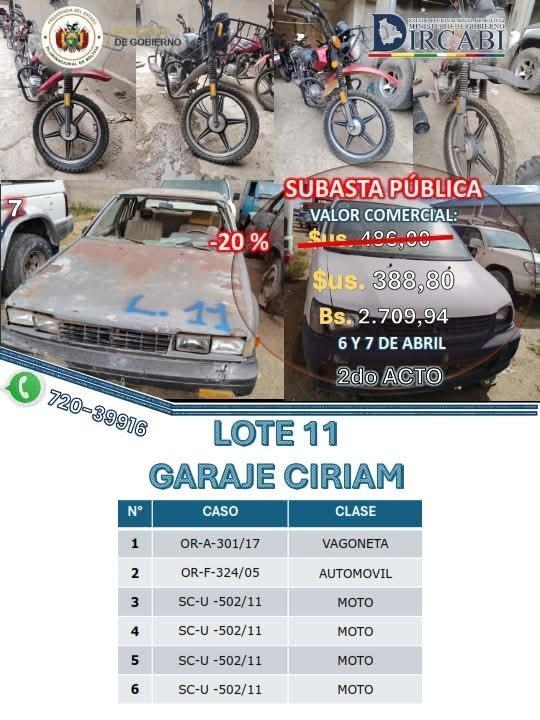 bienes incautados en subasta