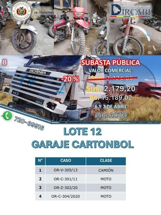 bienes incautados en subasta