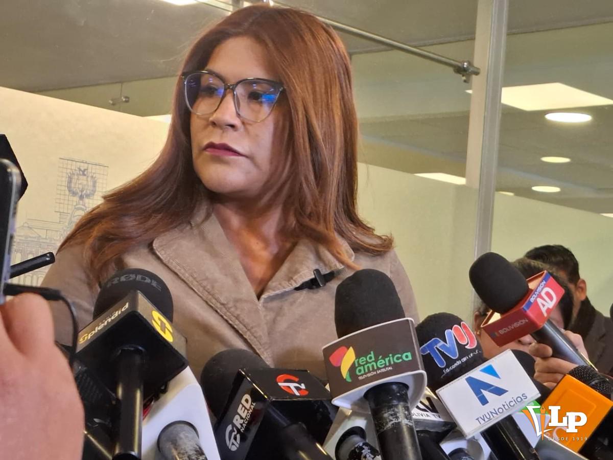 La diputada Pinto en conferencia de prensa