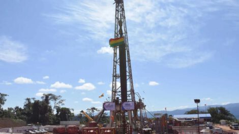 El pozo de gas natural presentado por trabajadores de Yacimientos Petrolíferos, en La Paz (Bolivia)