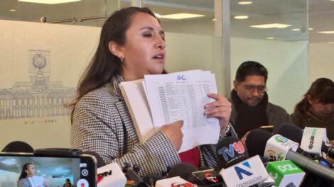 La diputada Cecilia Vargas en conferencia de prensa