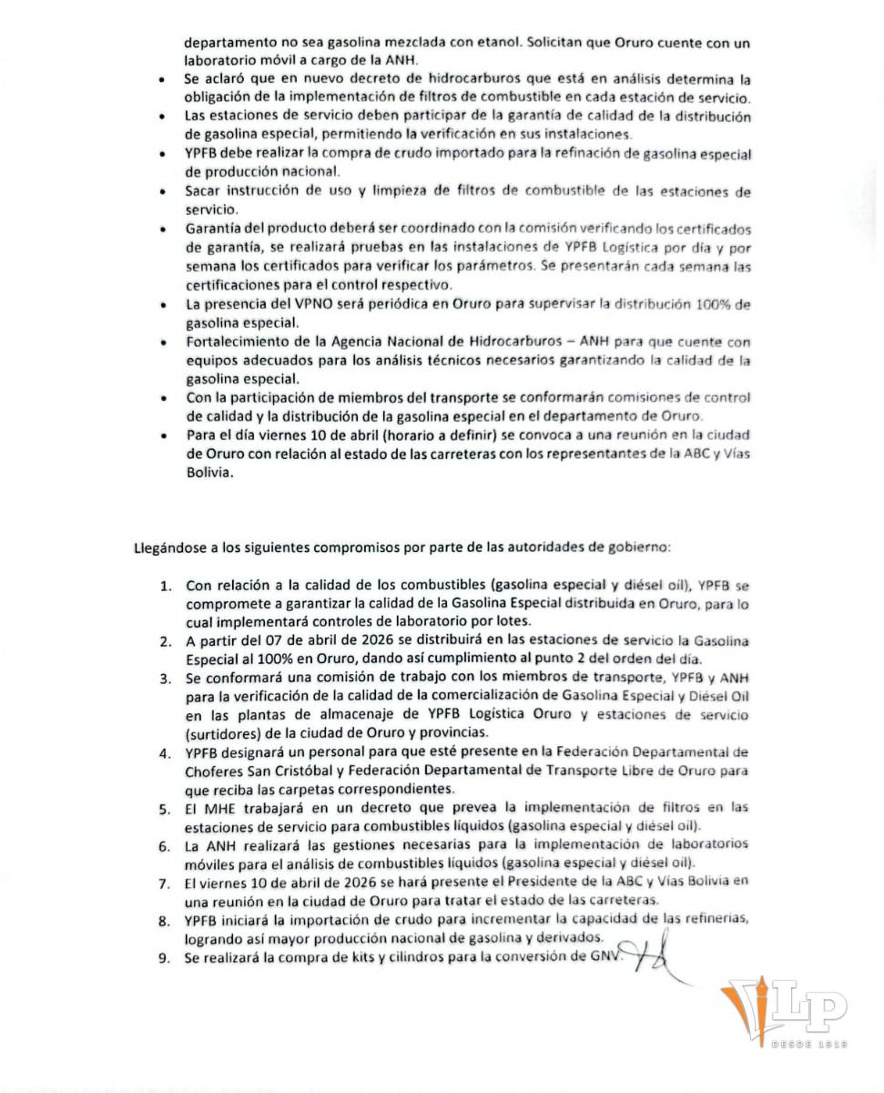 Acta de compromiso sobre combustibles pagina 2