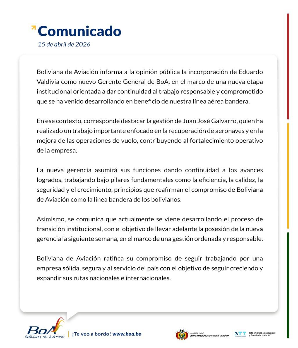 Comunicado oficial de BoA respecto a la designación