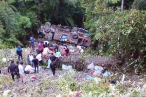 Bus embarrancado en la ruta La Paz–Apolo