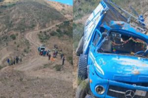 la estructura del camión de alto tonelaje quedó completamente destrozada