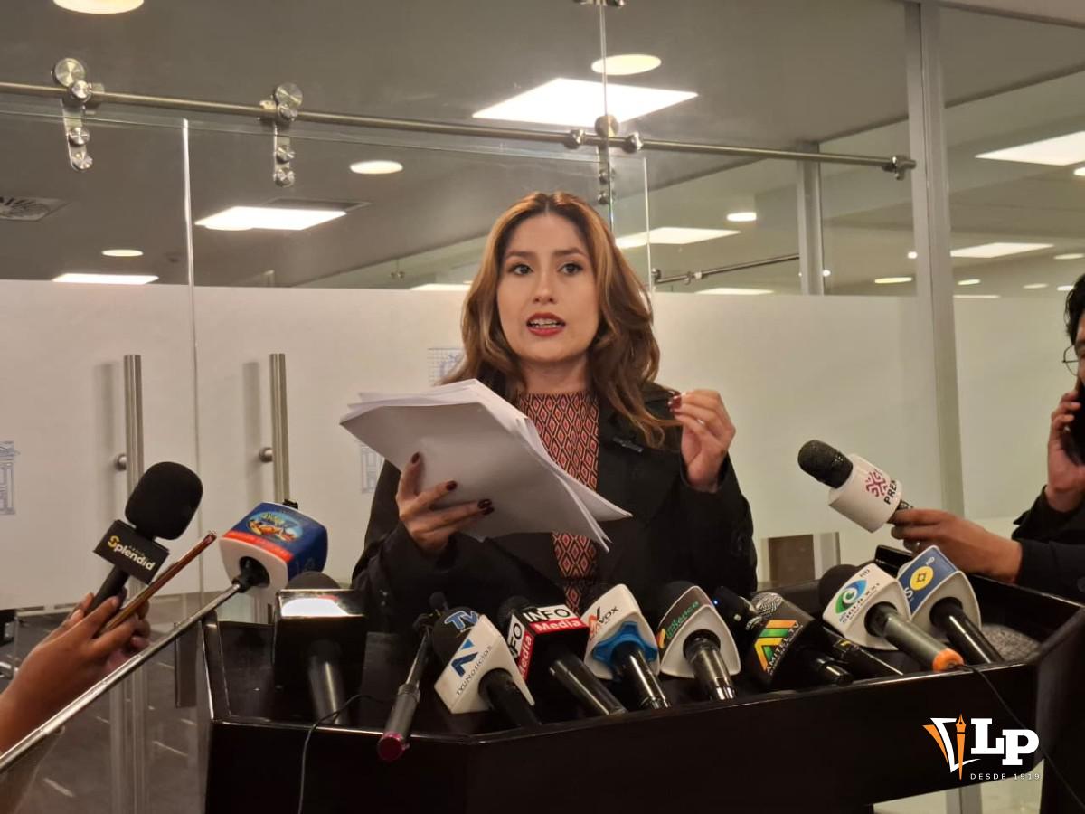 La diputada Rocha en conferencia de prensa