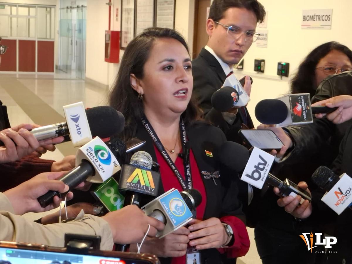 La diputada Vargas en conferencia de prensa