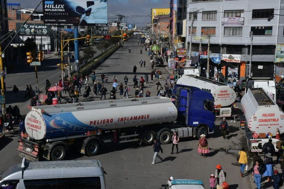 El bloqueo en la ciudad de El Alto