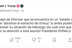 La publicación del presidente de Estados Unidos, Donald Trump en su red Truth Social