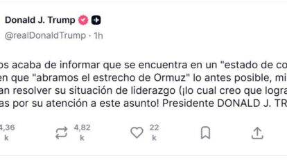 La publicación del presidente de Estados Unidos, Donald Trump en su red Truth Social