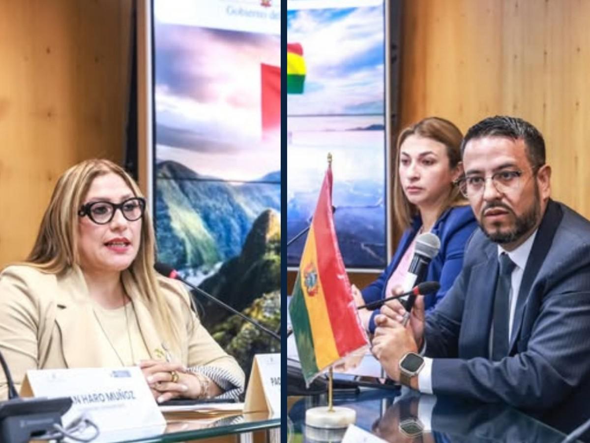 José Antonio Fanola Orias y Paola Mariella Marín Ugarte, titulares de la DGAC de Bolivia y Perú