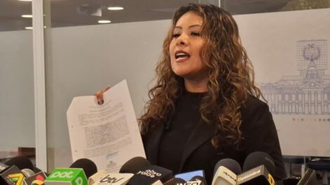 La diputada Jiménez en conferencia de prensa