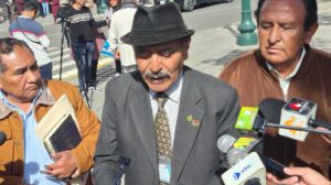 El presidente ejecutivo del Comité Cívico Departamental de La Paz, Adalid Días, en conferencia de prensa
