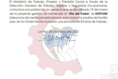 Comunicado del Ministerio de Trabajo sobre el Día del Padre